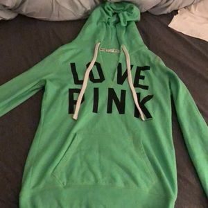 PINK green v neck sweatshirt